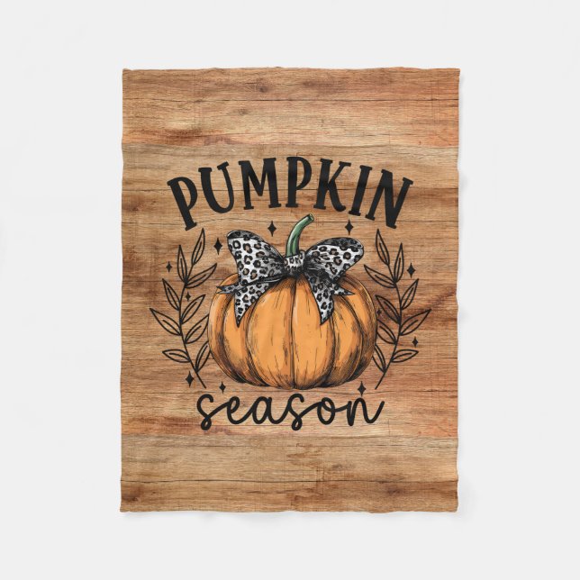 Rustic Pumpkin Season Fall Cosy Fleece Blanket (Front)