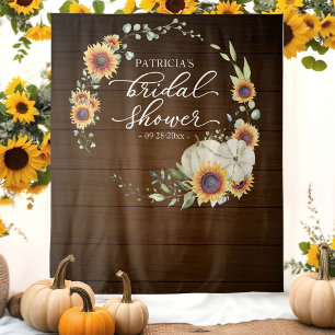 Rustic Pumpkin Sunflower Bridal Shower Backdrop Tapestry
