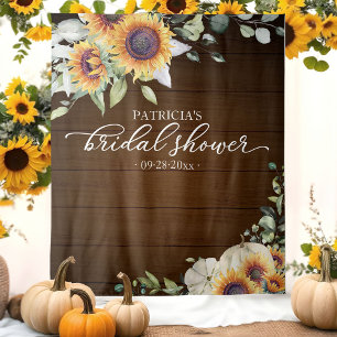 Rustic Pumpkin Sunflower Bridal Shower Backdrop Tapestry
