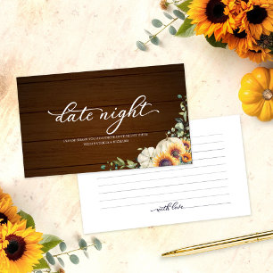 Rustic Pumpkin Sunflower Date Night Card