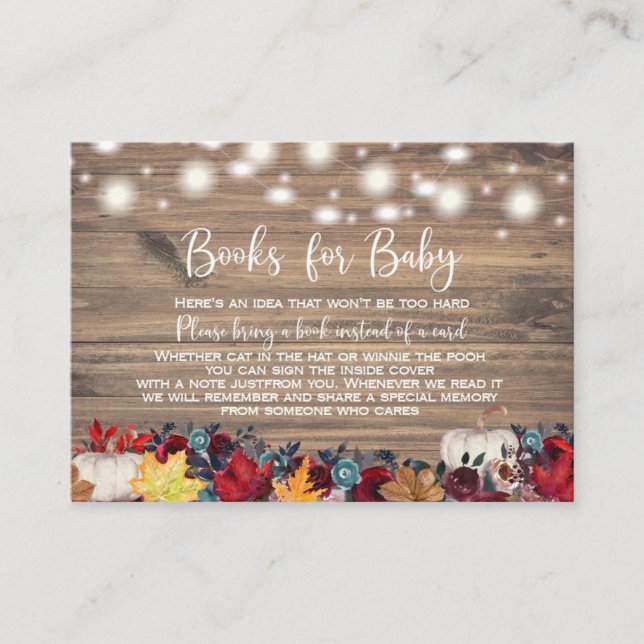 Rustic Pumpkin Teal Burnt Orange Book Request Business Card (Front)
