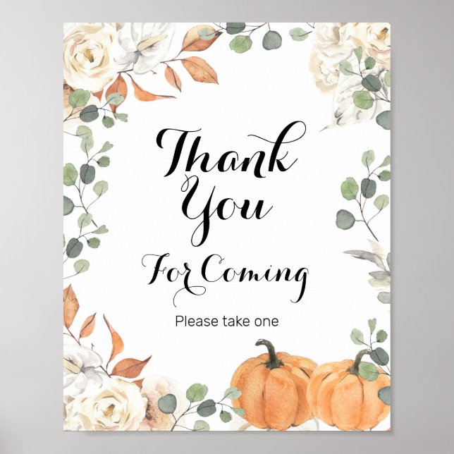 Rustic Pumpkin Thank you for coming Poster (Front)