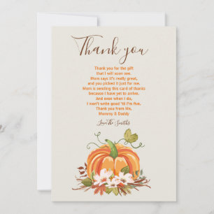 Rustic Pumpkin thank you Rustic Fall Baby shower Card