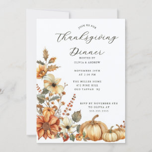 Rustic Pumpkin Thanksgiving Dinner Invitation