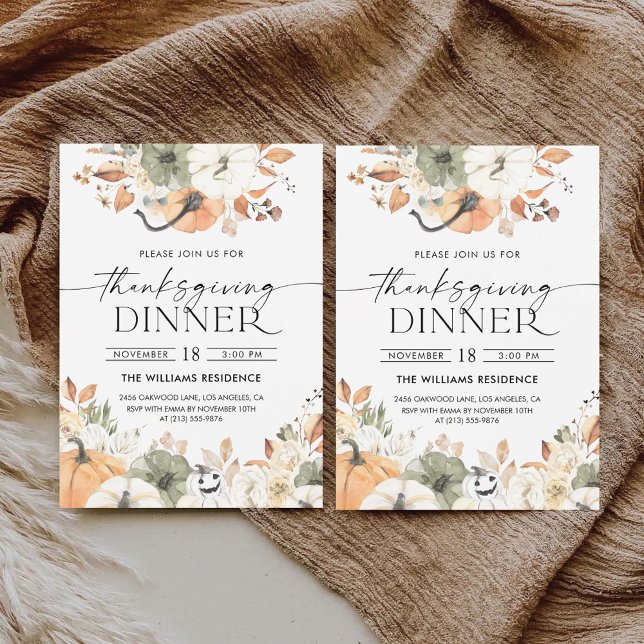 Rustic Pumpkin Thanksgiving Dinner Invitation (Creator Uploaded)