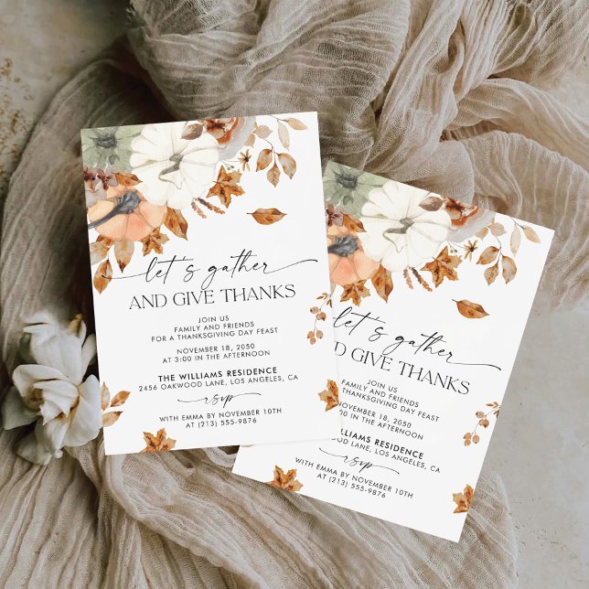 Rustic Pumpkin Thanksgiving Dinner Invitation (Creator Uploaded)