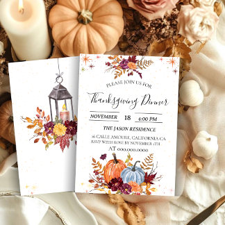 Rustic Pumpkin Thanksgiving Dinner Invitation