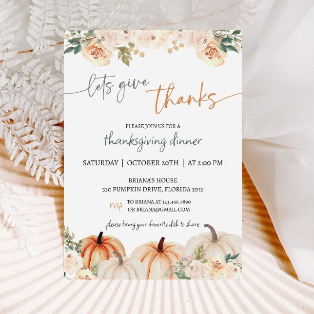 Rustic Pumpkin Thanksgiving Dinner Invitation (Creator Uploaded)
