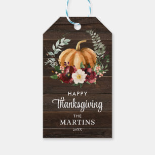 Rustic Pumpkin Thanksgiving Favour Gift Tags