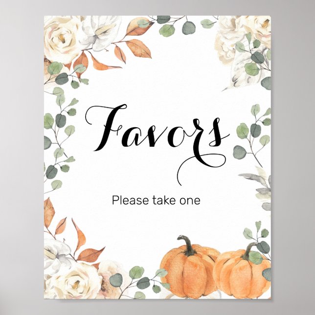 Rustic pumpkin Watercolor Favour Sign (Front)