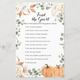 Rustic pumpkin Watercolor Find the Guest game