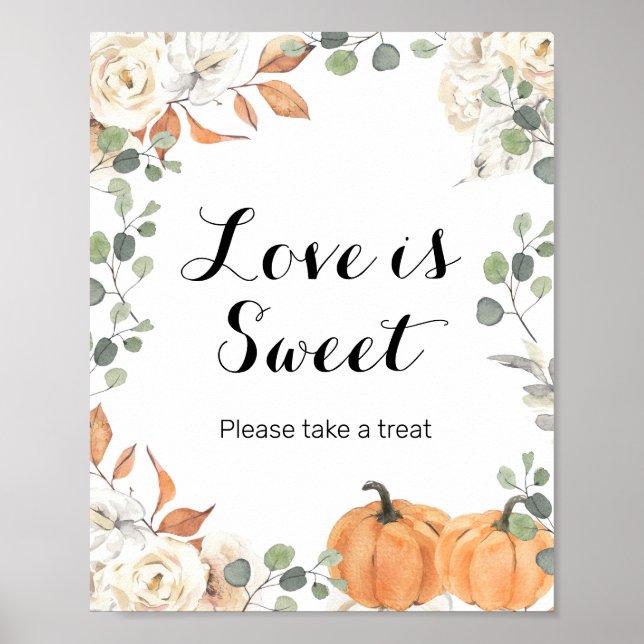 Rustic pumpkin Watercolor Love is Sweet Sign (Front)