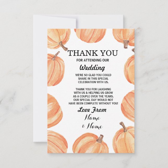 Rustic Pumpkin Wedding Thank You Card Engagement (Front)