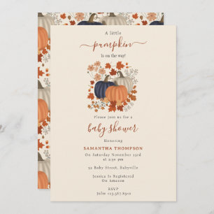 Rustic Pumpkin Wildflowers Fall Autumn Baby Shower Invitation