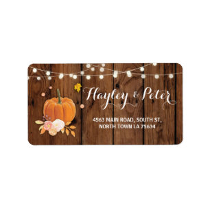 Rustic Pumpkin Wood Address Light Labels Stickers