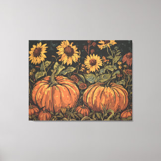Rustic Pumpkins and Sunflowers - Fall Art Print