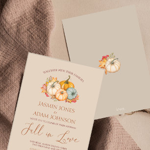 Rustic Pumpkins Autumn Neutral Wedding Invitation