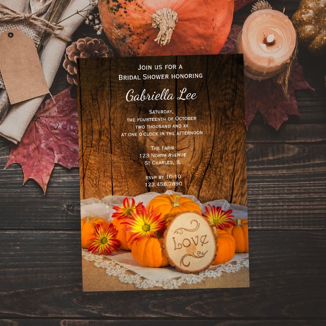Rustic Pumpkins Fall Barn Bridal Shower Invitation (Set a cozy tone for your Autumn event with a charming Rustic Pumpkins Fall Bridal Shower Invitation.)