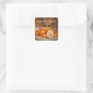 Rustic Pumpkins Fall Barn Wedding Square Sticker