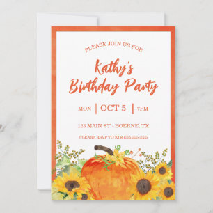 Rustic Pumpkins Fall Birthday Invitation