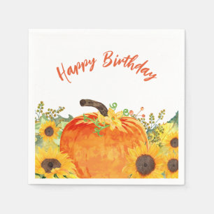 Rustic Pumpkins Fall Birthday Napkin