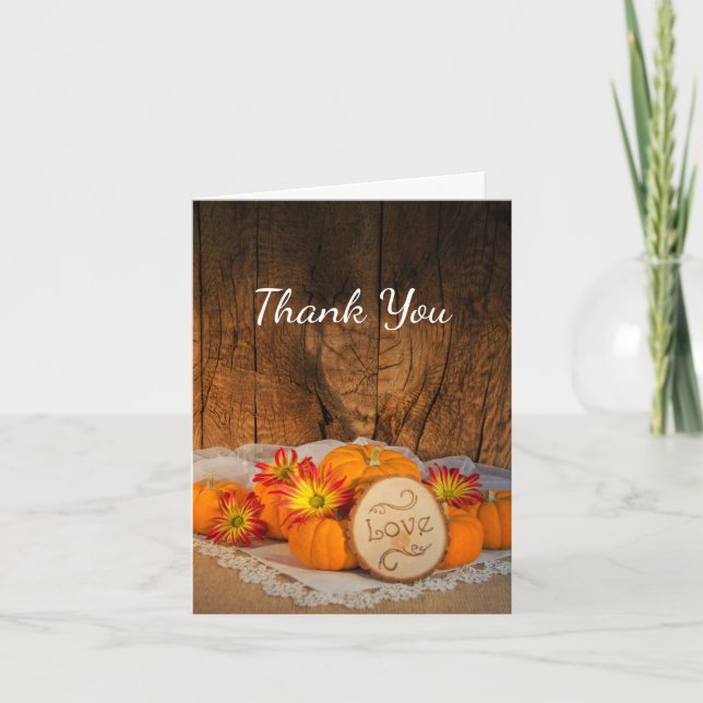 Rustic Pumpkins Fall Bridesmaid Thank You Card (Front)