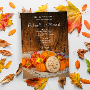 Rustic Pumpkins Fall Engagement Barn Party Invitation