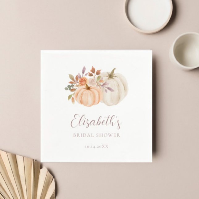 Rustic Pumpkins Fall Foliage Bridal Shower Napkin (Creator Uploaded)