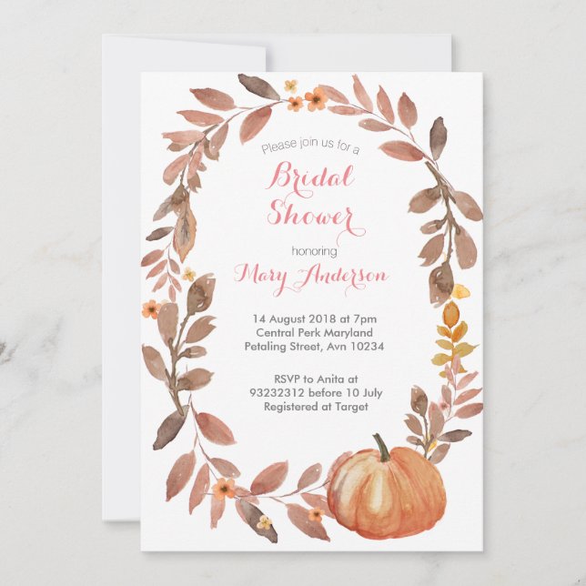 Rustic Pumpkins Fall Rustic Bridal Shower Invitation (Front)