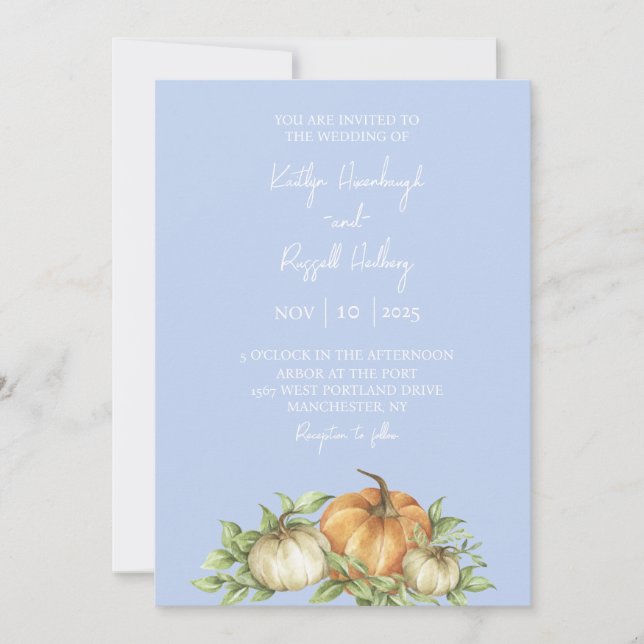 Rustic Pumpkins Fall Wedding Invitation (Front)