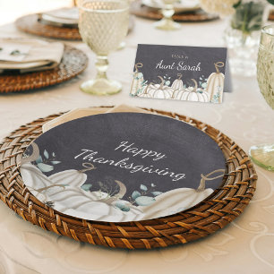 Rustic Pumpkins Farmhouse Happy Thanksgiving Paper Plate