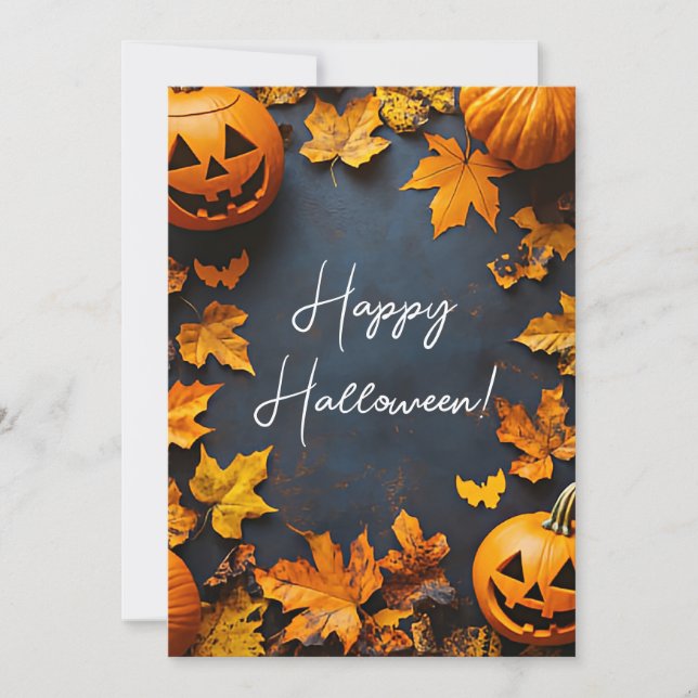 Rustic Pumpkins Halloween Greeting Card (Front)