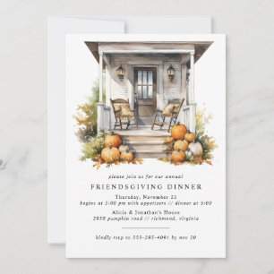 Rustic Pumpkins Modern Cosy Fall Friendsgiving Invitation