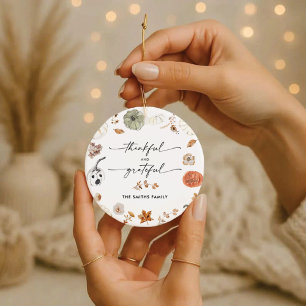 Rustic Pumpkins Thanksgiving Dinner Ornament