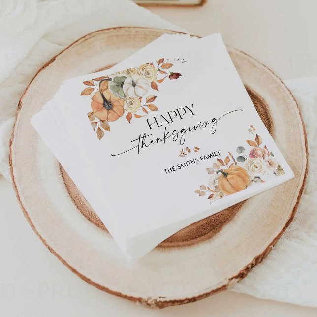 Rustic Pumpkins Thanksgiving Dinner Paper Napkin (Creator Uploaded)