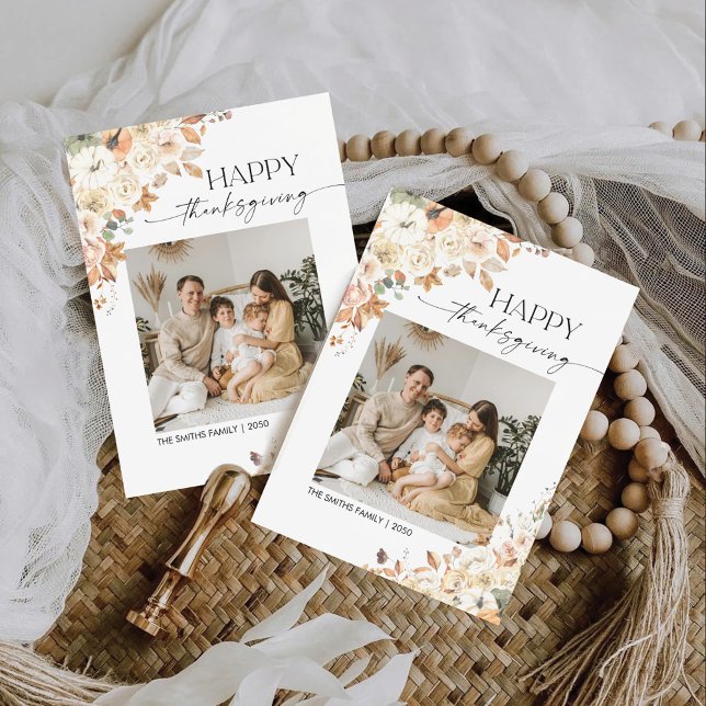 Rustic Pumpkins Thanksgiving Flat Holiday Card (Creator Uploaded)