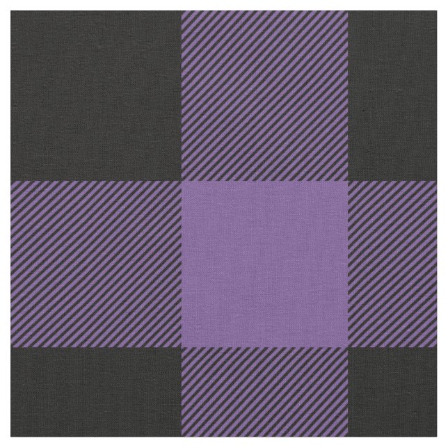 Rustic Purple and Black Buffalo Plaid Fabric (Close Up)