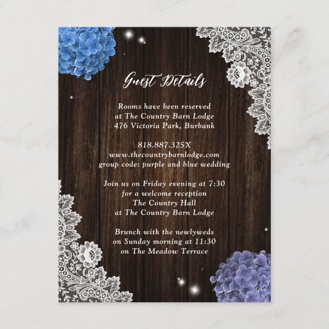 Rustic Purple and Blue Floral Enclosure Card (Front)