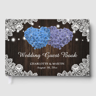 Rustic Purple and Blue Floral Wedding Guest Book