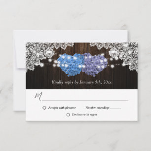 Rustic Purple and Blue Floral Wedding RSVP Cards