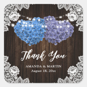 Rustic Purple and Blue Floral Wedding Thank You Square Sticker