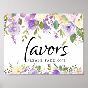 Rustic Purple and Ivory Floral Favour Sign