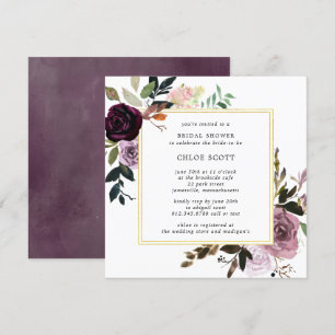 Rustic Purple and Mauve Pink Floral Bridal Shower Invitation