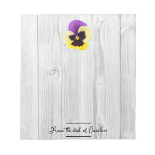 Rustic Purple and Yellow Pansy Notepad