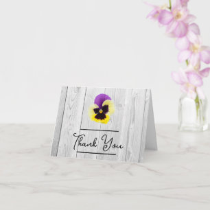 Rustic Purple and Yellow Pansy Thank You Card