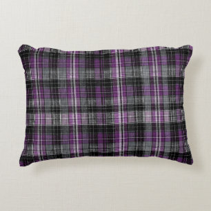 Rustic purple black tartan pattern decorative cushion
