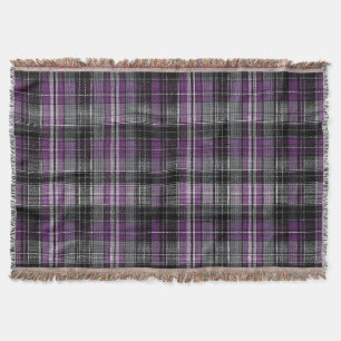 Rustic purple black tartan pattern throw blanket