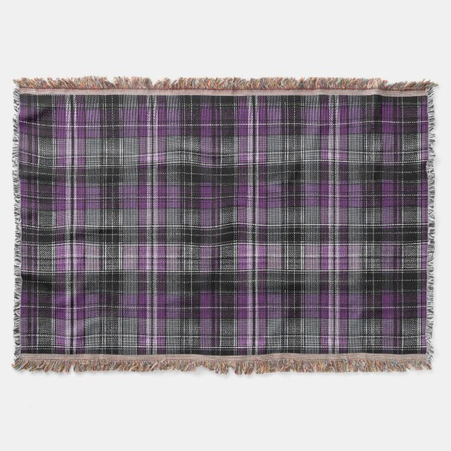 Rustic purple black tartan pattern throw blanket (Front)