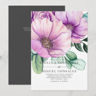 Rustic Purple Bloom Nuestra Boda Spanish Wedding Invitation
