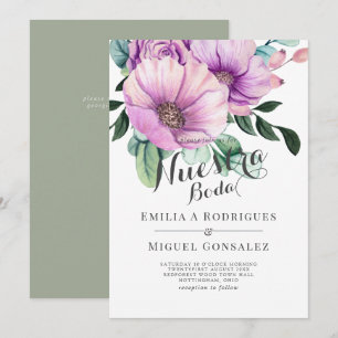 Rustic Purple Bloom Nuestra Boda Spanish Wedding Invitation
